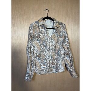 Charlie Holiday Anthropologie $115 XS Paisley Print Long Sleeve Button Up Casual